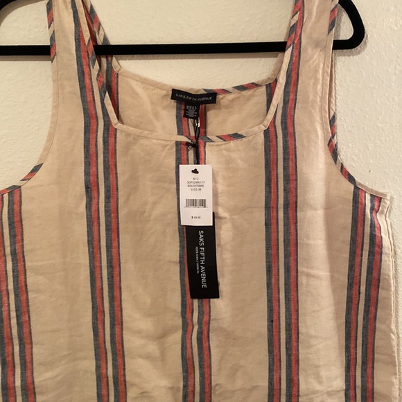 NEW SAKS FIFTH AVE LINEN DRESS SIZE MEDIUM - Picture 2 of 4